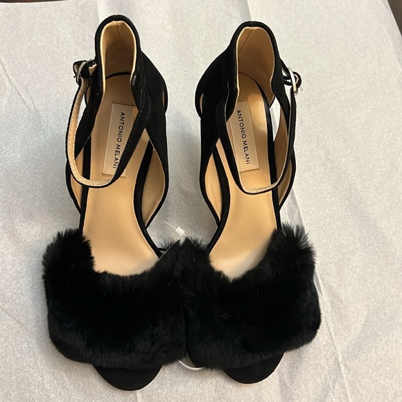 Antonio Melani Kayleigh Ankle Strap Rabbit Fur heels - Picture 6 of 10